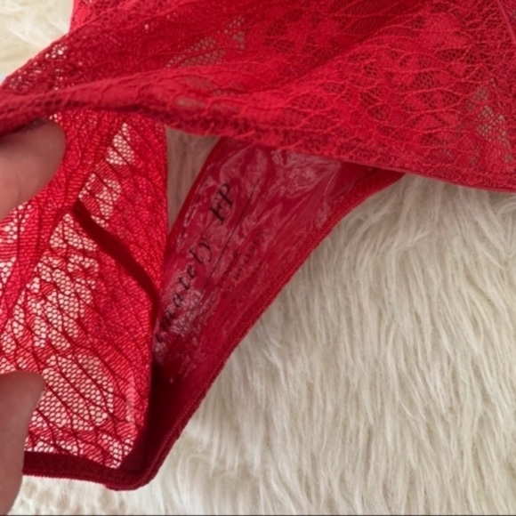 Free People red lace Tameeka high cut panty S New With Tags - Picture 3 of 7